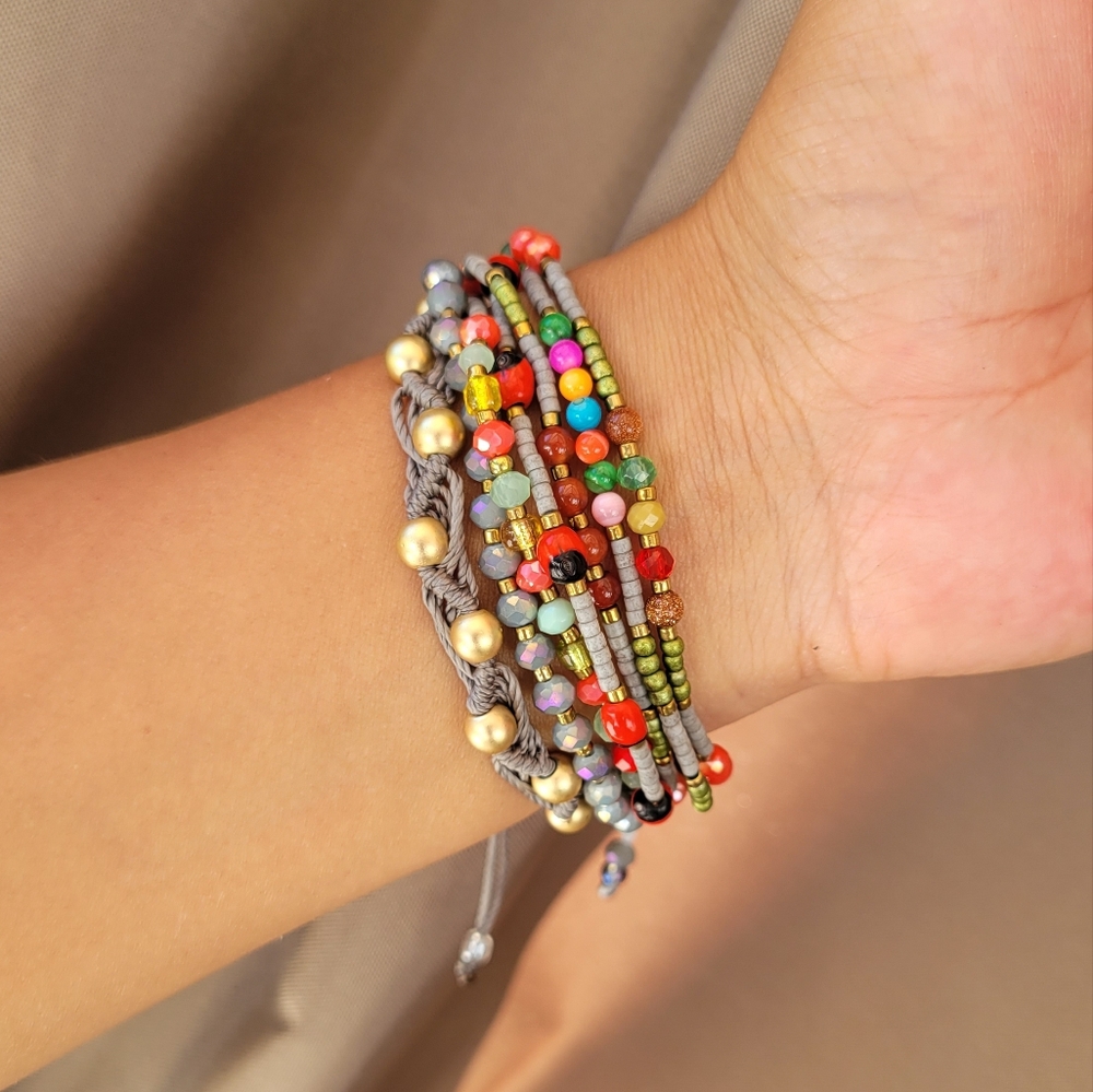 Handmade Multicolor Beaded Adjustable Bracelets